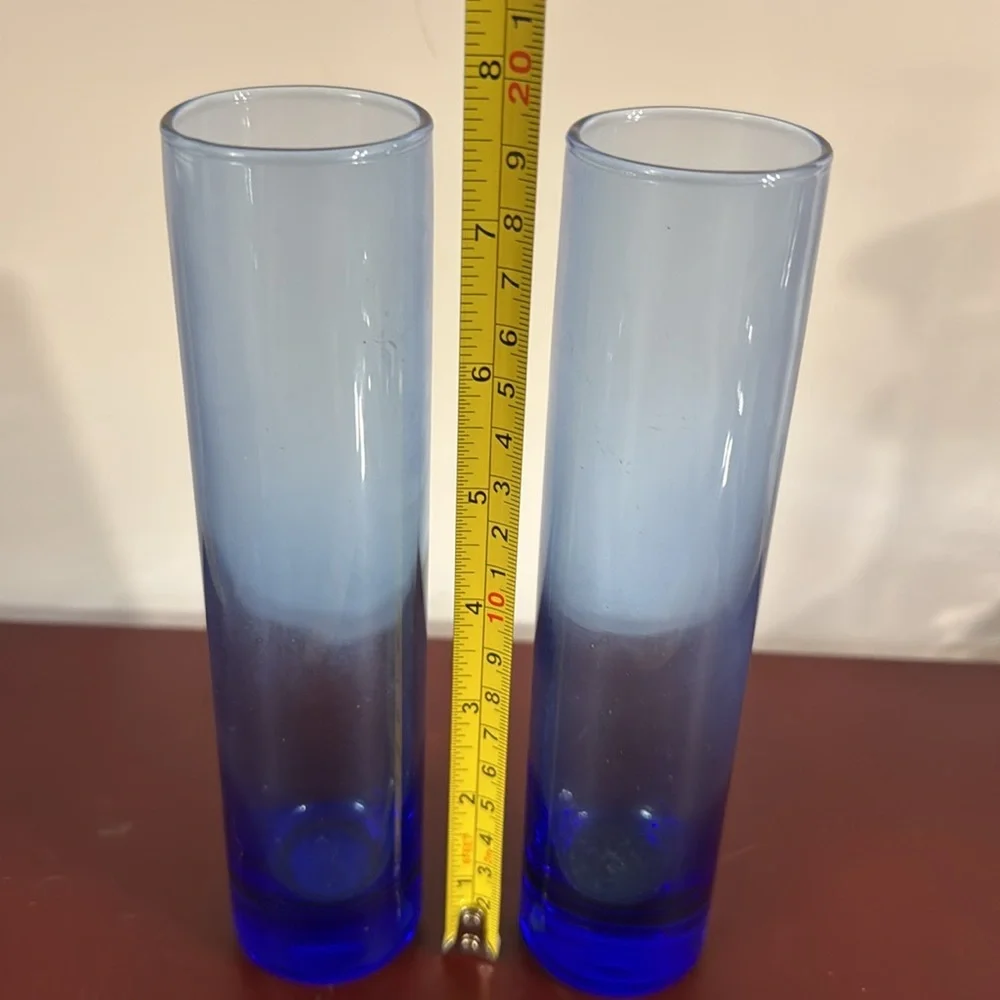 Elegant 2 Libbey Blue Glass Vases